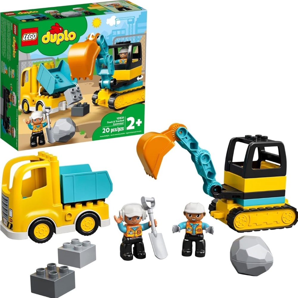 Lego Yellow and Blue Building Set with Construction Vehicles